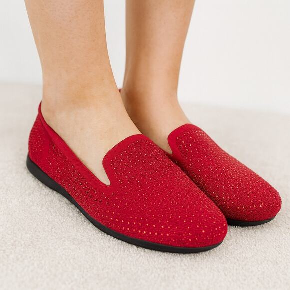 Clarks Cloudsteppers Carly Dream Red Sparkle Flats Women’s 9.5W Comfort NWOB - Picture 1 of 14